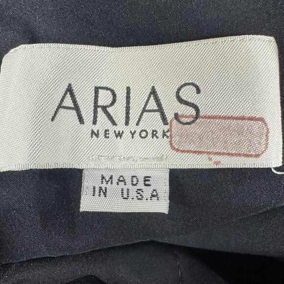 Arias Black Satin Halter Gown Size 2 Cocktail Asymmetric Ruched Maxi Dress $850 - Picture 9 of 11